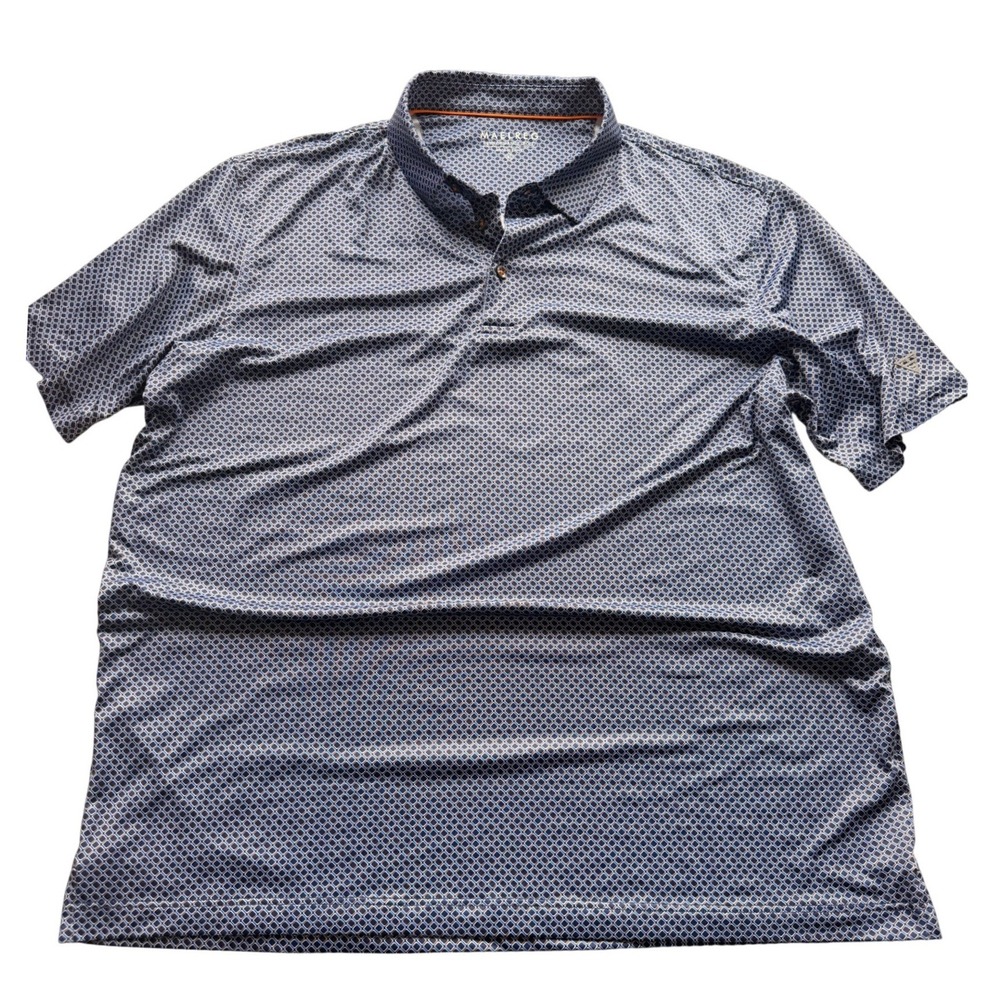 Maelreg Geometric Print Polo XL Blue Performance Golf Shirt Dadcore GolfCore